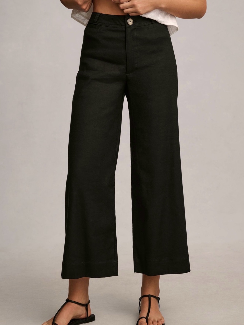Anthropologie High-Rise Crop Wide-Leg Linen Pant by Maeve